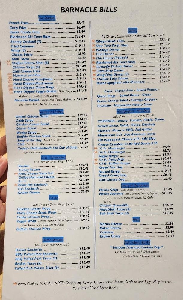 Barnacle Bill's Menu image 4